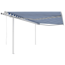 vidaXL kék és fehér automata napellenző póznákkal 4,5 x 3 m kerti bútor