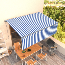vidaXL kék és fehér automata napellenző redőnnyel 4,5 x 3 m kerti bútor