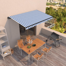vidaXL kék és fehér kézzel kihúzható napellenző 400 x 350 cm kerti bútor