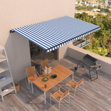 vidaXL kék és fehér kézzel kihúzható napellenző 500 x 350 cm kerti bútor