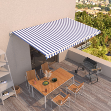 vidaXL Kék és fehér kézzel kihúzható napellenző 500 x 350 cm kerti bútor
