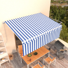 vidaXL kék és fehér kézzel kihúzható napellenző redőnnyel 4,5 x 3 m kerti bútor