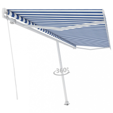 vidaXL Kék és fehér kézzel kihúzható póznás napellenző 500 x 350 cm kerti bútor