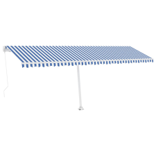 vidaXL kék és fehér kézzel kihúzható póznás napellenző 600 x 300 cm (3069596) kerti bútor