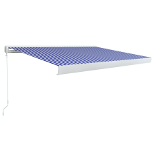 vidaXL kék és fehér manuális, kazettás napellenző 350 x 250 cm kerti bútor