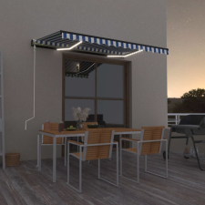 vidaXL Kék-fehér automata szélérzékelős és LED-es napellenző 400x300cm (3069111) kerti bútor