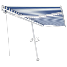 vidaXL kék-fehér automata szélérzékelős és LED-es napellenző 500x300cm kerti bútor