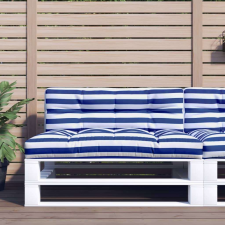 vidaXL kék-fehér csíkos szövet raklappárna 120 x 40 x 12 cm kerti bútor