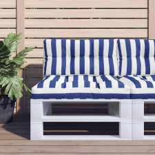 vidaXL kék-fehér csíkos szövet raklappárna 80x40x12 cm kerti bútor
