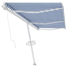 vidaXL kék-fehér kézzel kihúzható póznás napellenző 600 x 300 cm kerti bútor