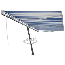 vidaXL kék-fehér kézzel kihúzható póznás napellenző 600 x 350 cm kerti bútor