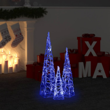 vidaXL kék fényű LED-es akril díszfénykúpszett 30/45/60 cm kültéri izzósor