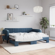 vidaXL kék kihúzható szövet heverő 90 x 200 cm ágy és ágykellék