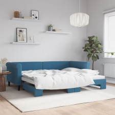 vidaXL kék kihúzható szövet heverő 90 x 200 cm ágy és ágykellék