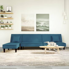 vidaXL kék L-alakú bársony kanapéágy 255x140x70 cm bútor