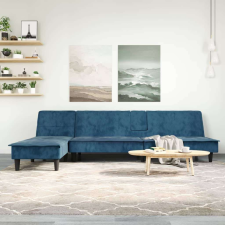 vidaXL kék L-alakú bársony kanapéágy 255x140x70 cm bútor