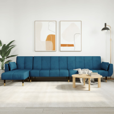 vidaXL kék L-alakú bársony kanapéágy 275x140x70 cm bútor