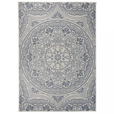 vidaXL Kék mintás lapos szövésű kültéri szőnyeg 120 x 170 cm lakástextília