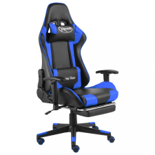 vidaXL Kék PVC forgó gamer szék lábtartóval forgószék