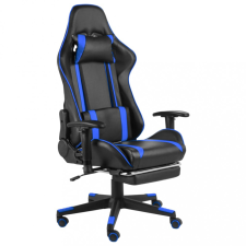vidaXL Kék PVC forgó gamer szék lábtartóval forgószék