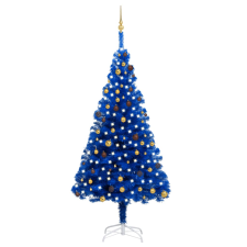vidaXL kék PVC műkarácsonyfa LED-ekkel és gömbökkel 240 cm (3077511) műfenyő