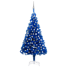 vidaXL kék PVC műkarácsonyfa LED-fényekkel és gömbszettel 180 cm  (3077681) műfenyő