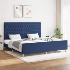 vidaXL Kék szövet ágykeret fejtámlával 200x200 cm ágy és ágykellék