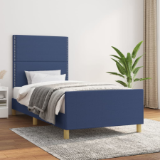 vidaXL kék szövet ágykeret fejtámlával 90 x 190 cm ágy és ágykellék
