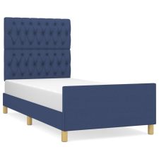 vidaXL kék szövet ágykeret fejtámlával 90 x 200 cm (3125274) ágy és ágykellék