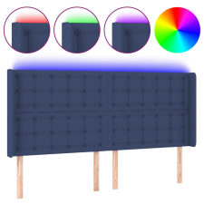 vidaXL kék szövet LED-es fejtámla 203x16x118/128 cm (3124510) ágy és ágykellék