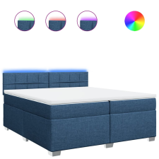 vidaXL kék szövet rugós ágy matraccal 200 x 200 cm (3288301) ágy és ágykellék