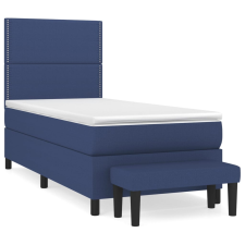 vidaXL kék szövet rugós ágy matraccal 90 x 190 cm (3136483) ágy és ágykellék