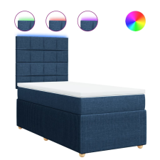 vidaXL kék szövet rugós ágy matraccal 90 x 200 cm (3294245) ágy és ágykellék