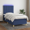 vidaXL kék szövet rugós és LED-es ágy matraccal 100x200 cm