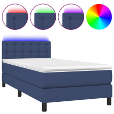 vidaXL kék szövet rugós és LED-es ágy matraccal 100x200 cm (3133459) ágy és ágykellék