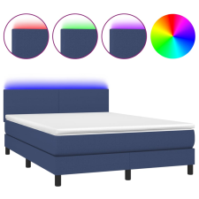 vidaXL kék szövet rugós és LED-es ágy matraccal 140x190 cm (3132995) ágy és ágykellék