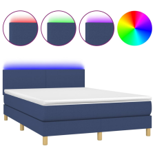 vidaXL kék szövet rugós és LED-es ágy matraccal 140x190 cm (3133555) ágy és ágykellék
