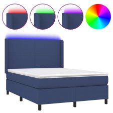 vidaXL kék szövet rugós és LED-es ágy matraccal 140x190 cm (3138155) ágy és ágykellék