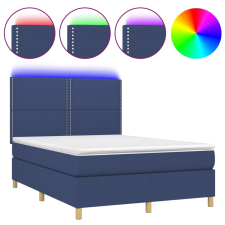 vidaXL kék szövet rugós és LED-es ágy matraccal 140x200 cm (3135363) ágy és ágykellék