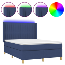 vidaXL kék szövet rugós és LED-es ágy matraccal 140x200 cm (3139043) ágy és ágykellék