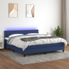 vidaXL kék szövet rugós és LED-es ágy matraccal 160x200 cm