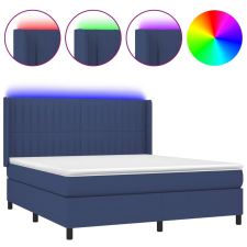 vidaXL kék szövet rugós és LED-es ágy matraccal 160x200 cm (3138491) ágy és ágykellék