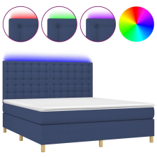 vidaXL kék szövet rugós és LED-es ágy matraccal 180 x 200 cm (3135779) ágy és ágykellék
