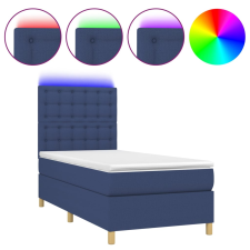 vidaXL kék szövet rugós és LED-es ágy matraccal 90x190 cm (3135723) ágy és ágykellék