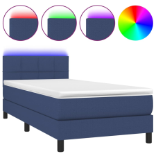 vidaXL kék szövet rugós és LED-es ágy matraccal 90x200 cm (3133131) ágy és ágykellék