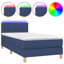 vidaXL kék szövet rugós és LED-es ágy matraccal 90x200 cm (3133691) ágy és ágykellék