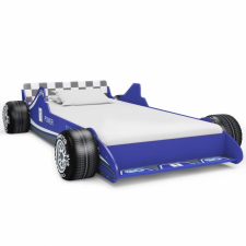 vidaXL kék versenyautó formájú gyerekágy 90 x 200 cm ágy és ágykellék