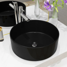 vidaXL kerek, fekete kerámia mosdókagyló 40 x 15 cm fürdőszoba kiegészítő