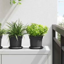 vidaXL Kerek Virágcserép 6 pcs Fekete Ø 15 x 12 cm Műanyag kerti tárolás
