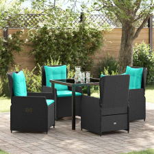 vidaXL Kert étkező szett 5 pcs Fekete Poli rattan kerti bútor